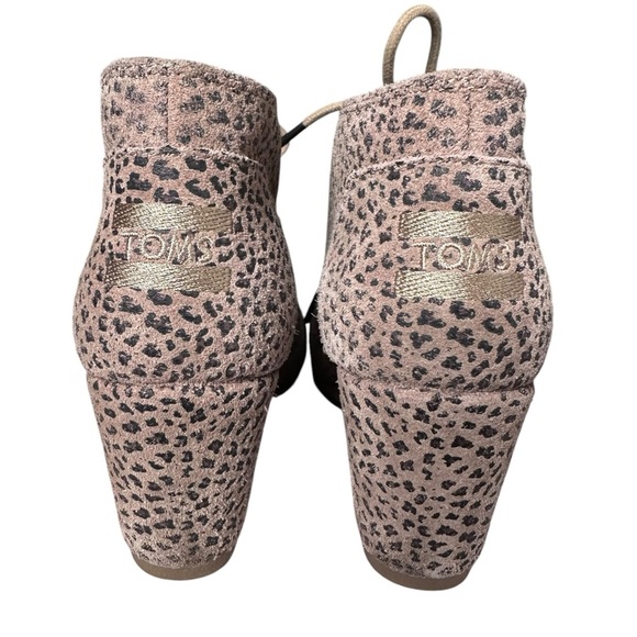 Toms Suede Desert Wedge Heeled Bootie Cheetah Print Size 6 - Picture 4 of 12